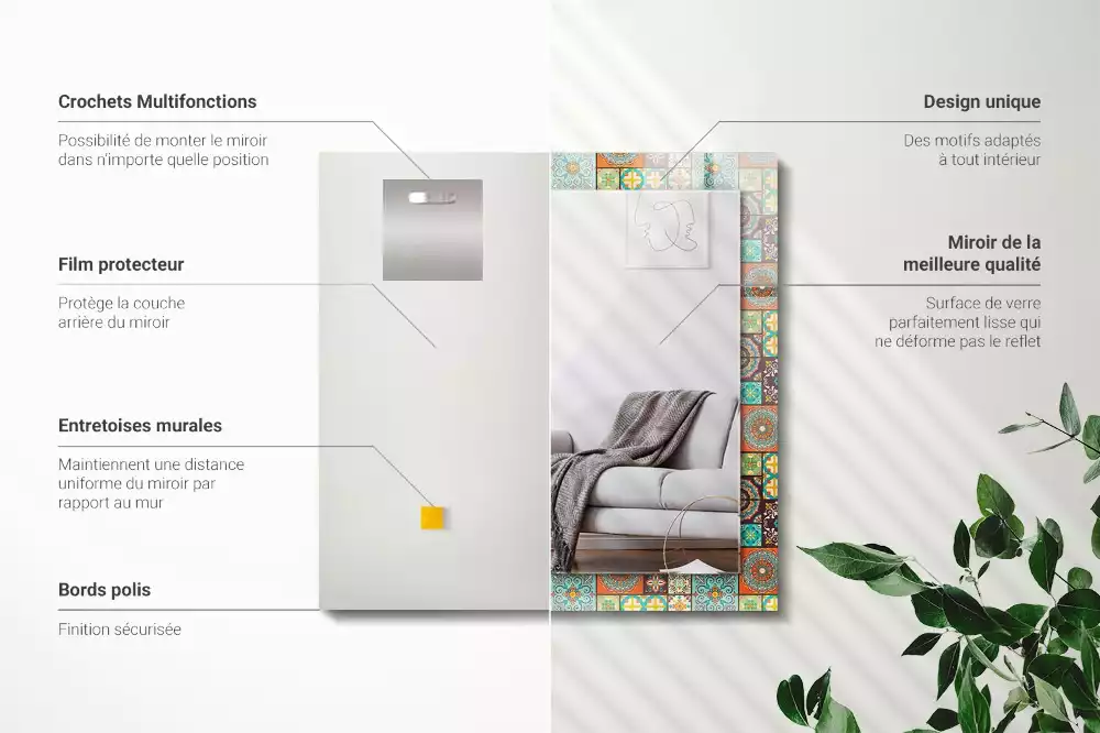 Oglindă imprimată Plăci colorate mozaic