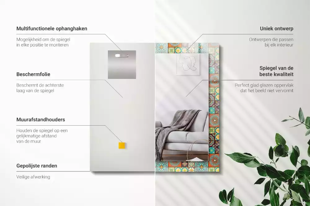 Oglindă imprimată Plăci colorate mozaic