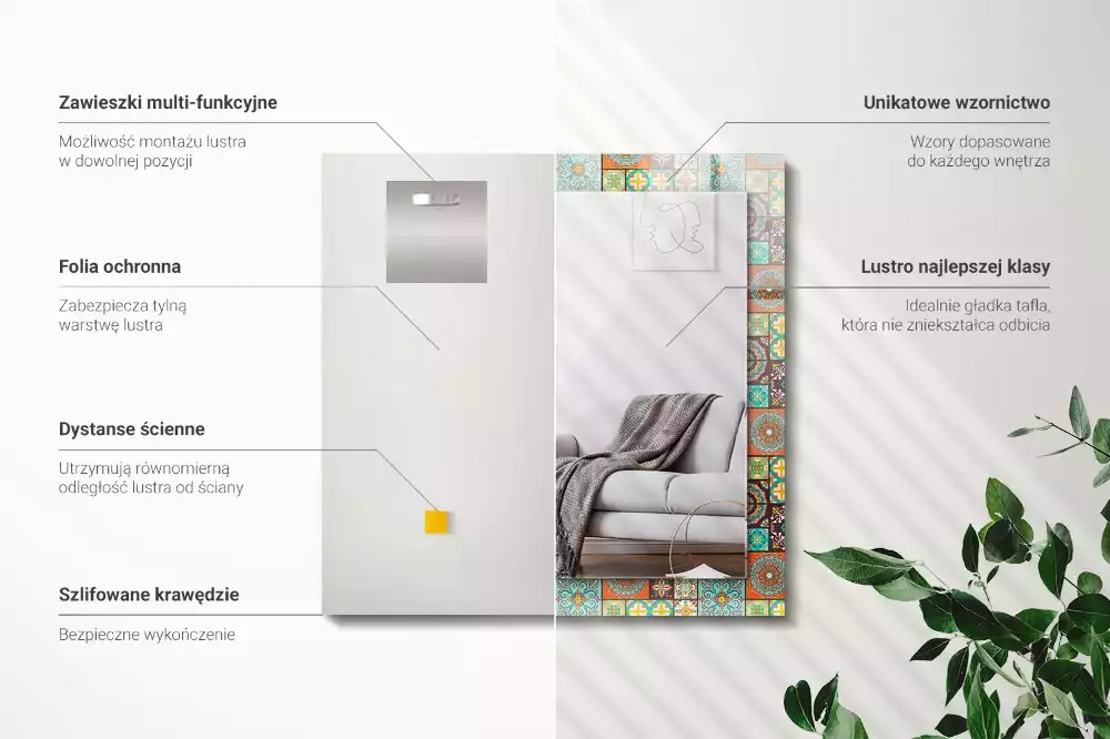 Oglindă imprimată Plăci colorate mozaic