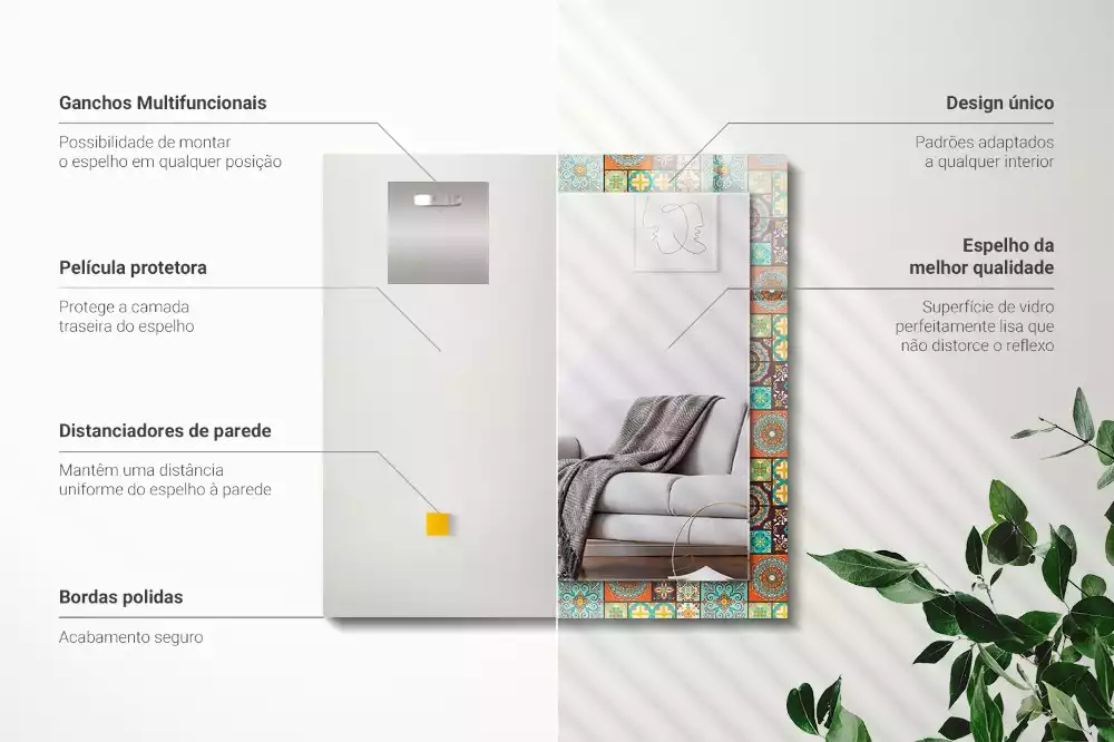 Oglindă imprimată Plăci colorate mozaic