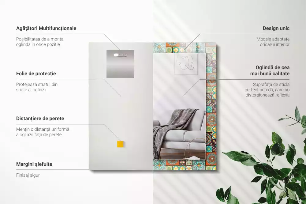 Oglindă imprimată Plăci colorate mozaic