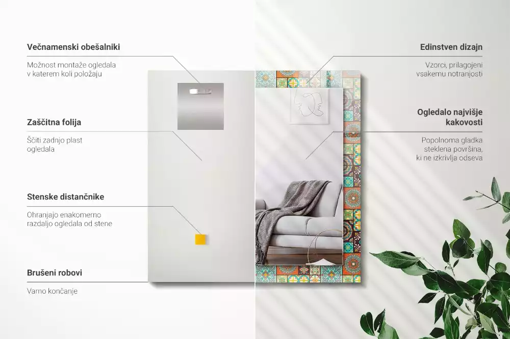 Oglindă imprimată Plăci colorate mozaic