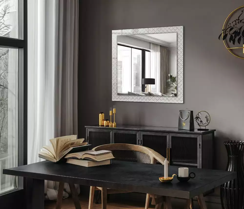 Decorațiuni perete cu oglindă Carouri model linii