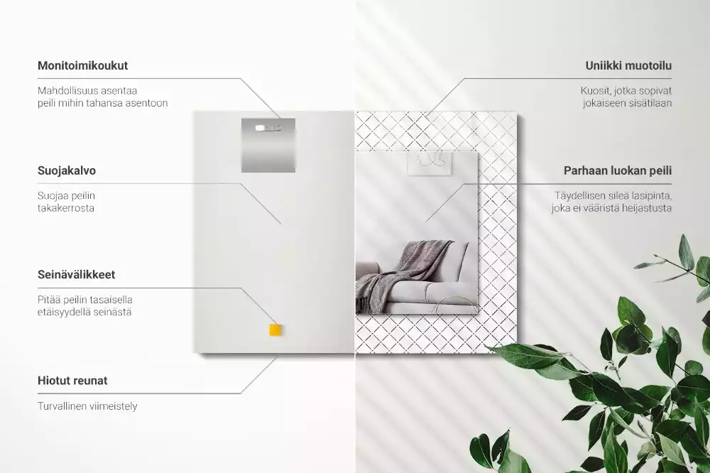 Decorațiuni perete cu oglindă Carouri model linii