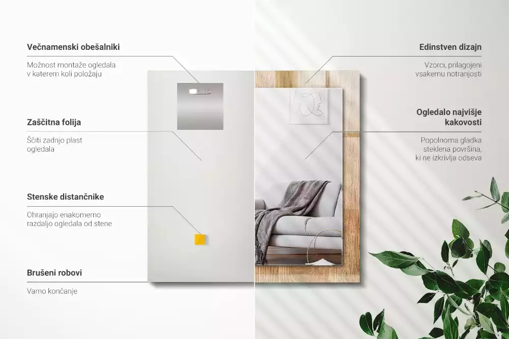 Oglindă imprimată Textură de lemn