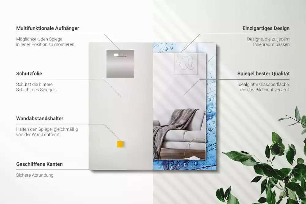 Decorațiuni perete cu oglindă Picături pe păpădii