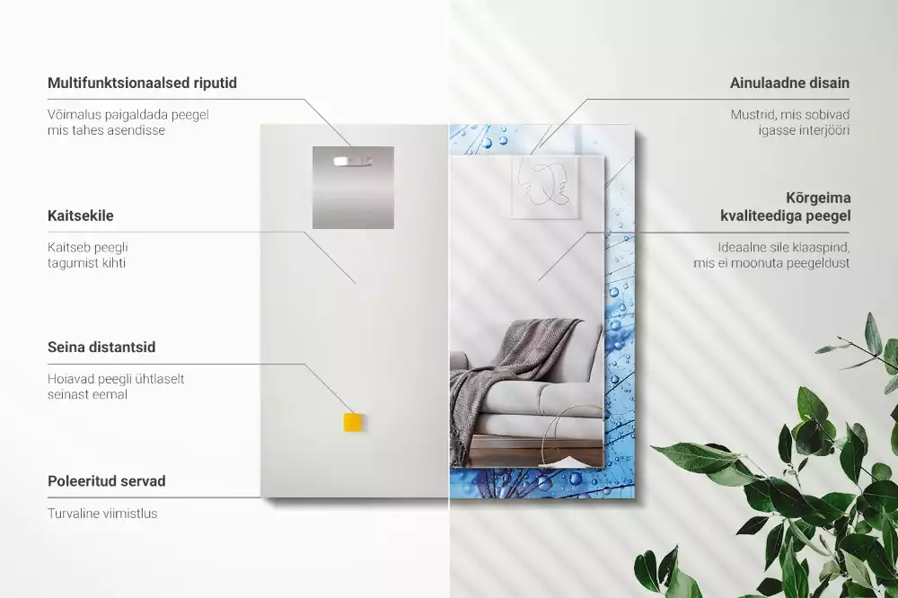 Decorațiuni perete cu oglindă Picături pe păpădii