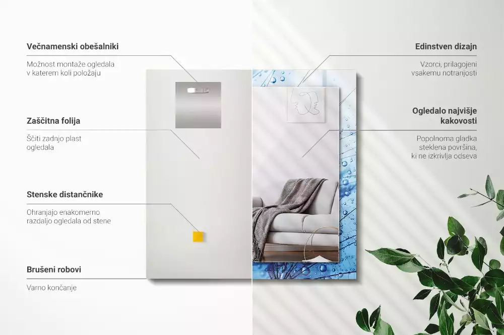 Decorațiuni perete cu oglindă Picături pe păpădii