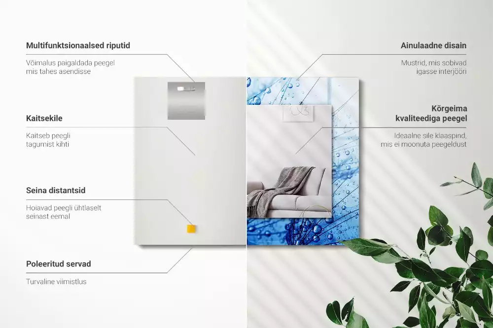 Decorațiuni perete cu oglindă Picături pe păpădii