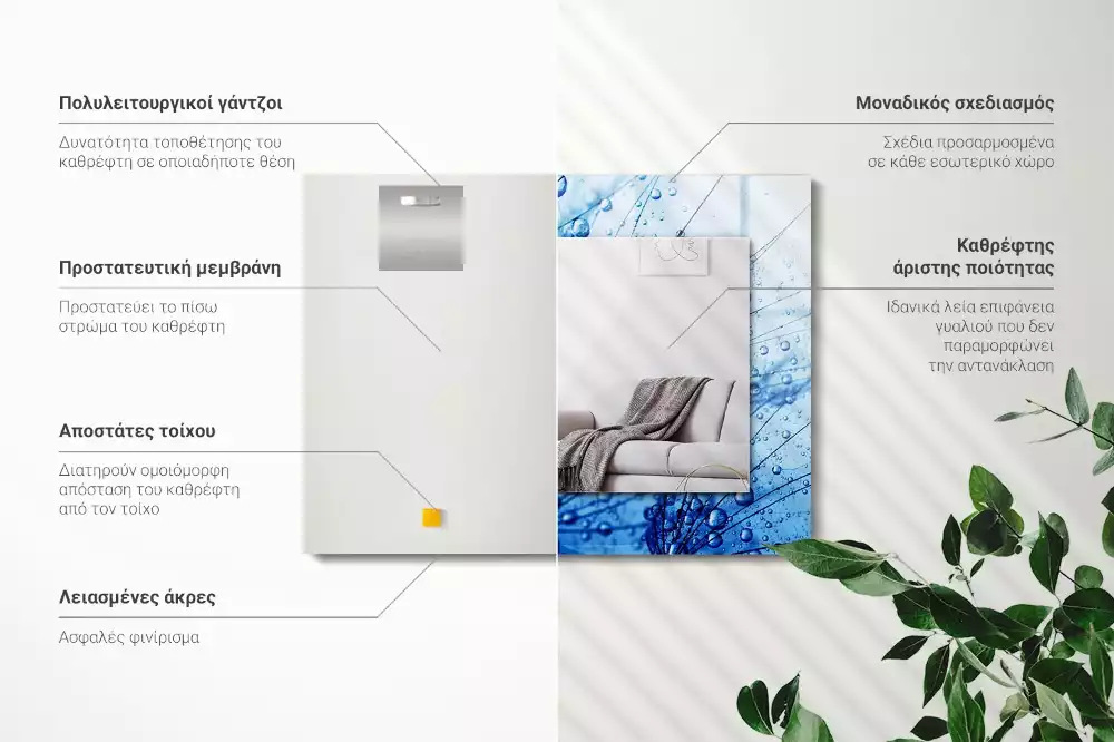 Decorațiuni perete cu oglindă Picături pe păpădii