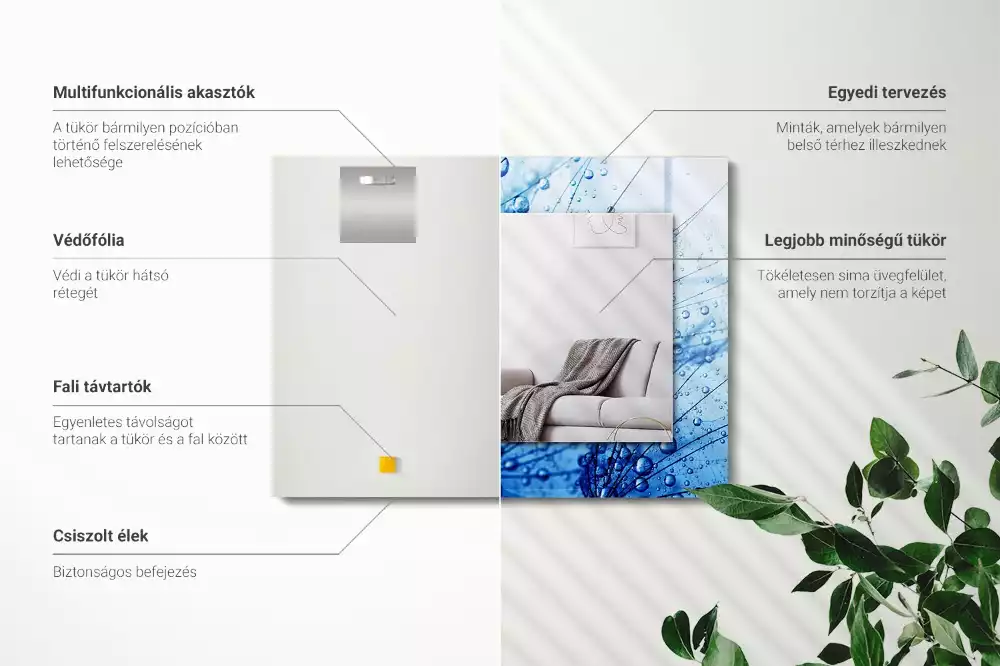 Decorațiuni perete cu oglindă Picături pe păpădii