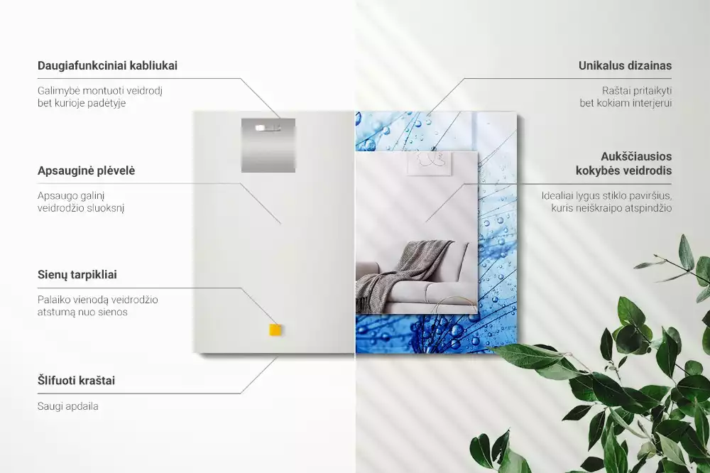 Decorațiuni perete cu oglindă Picături pe păpădii