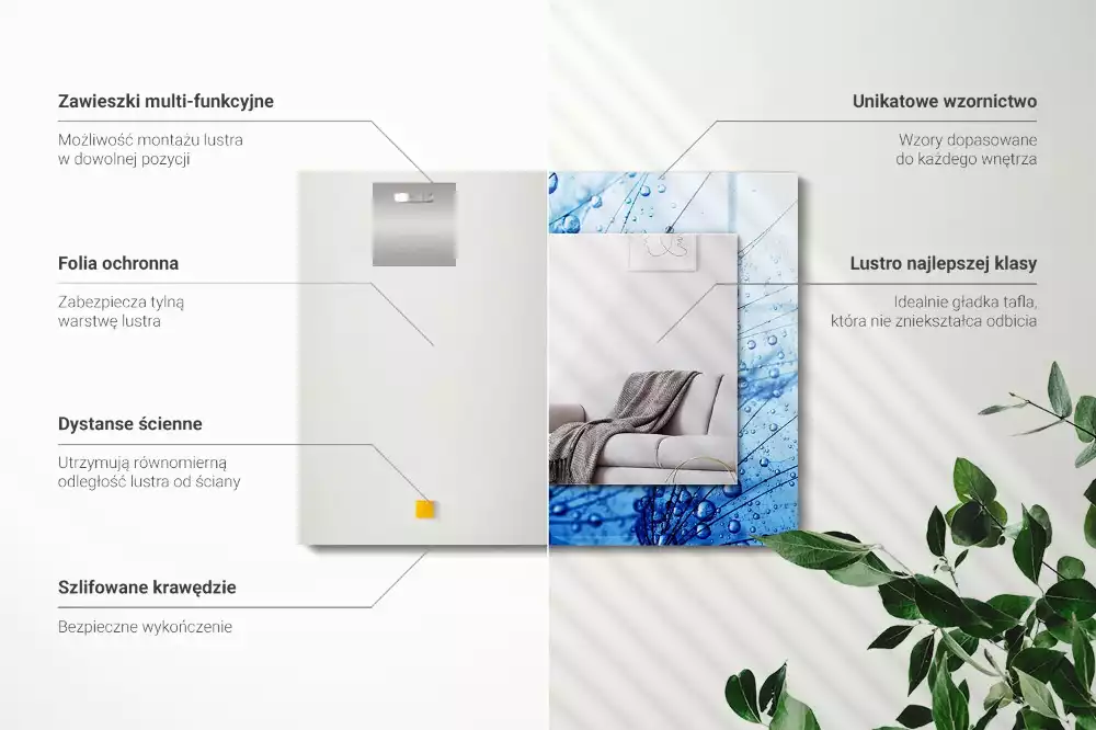 Decorațiuni perete cu oglindă Picături pe păpădii