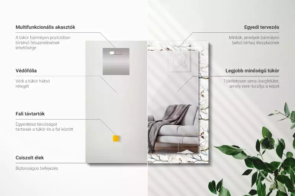 Oglindă imprimată Păsări pe ramuri