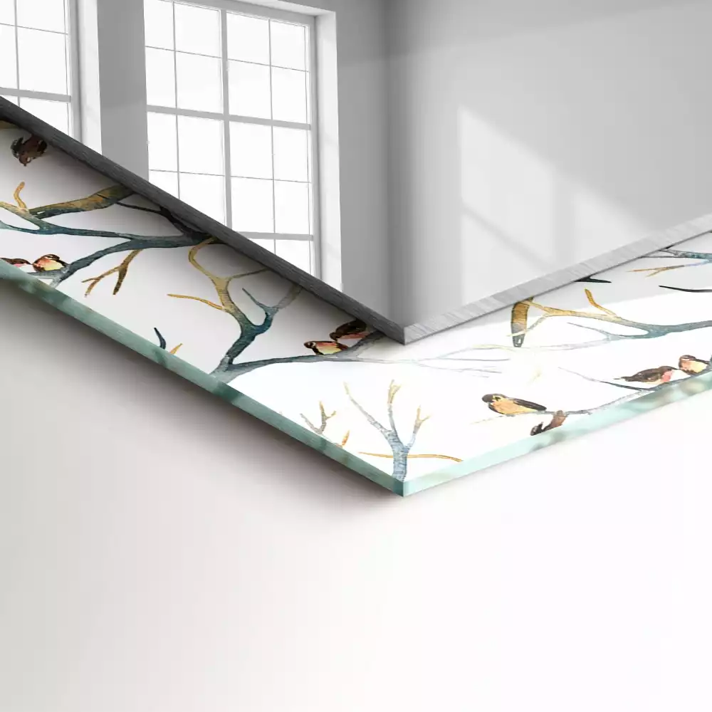 Oglindă imprimată Păsări pe ramuri