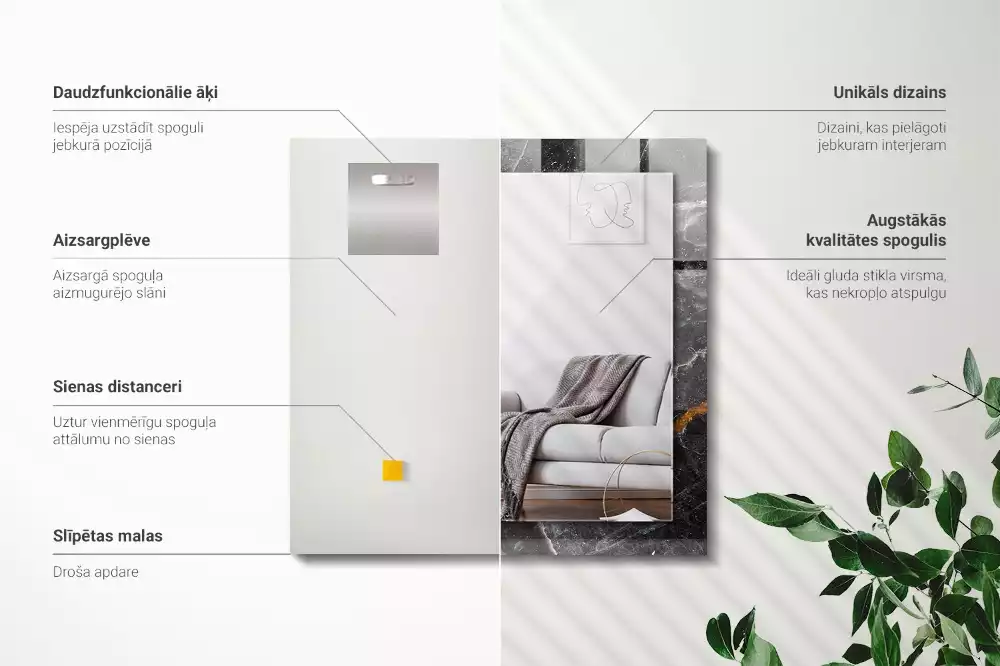 Decorațiuni de perete cu oglinzi Marmură neagră cu vinișoare