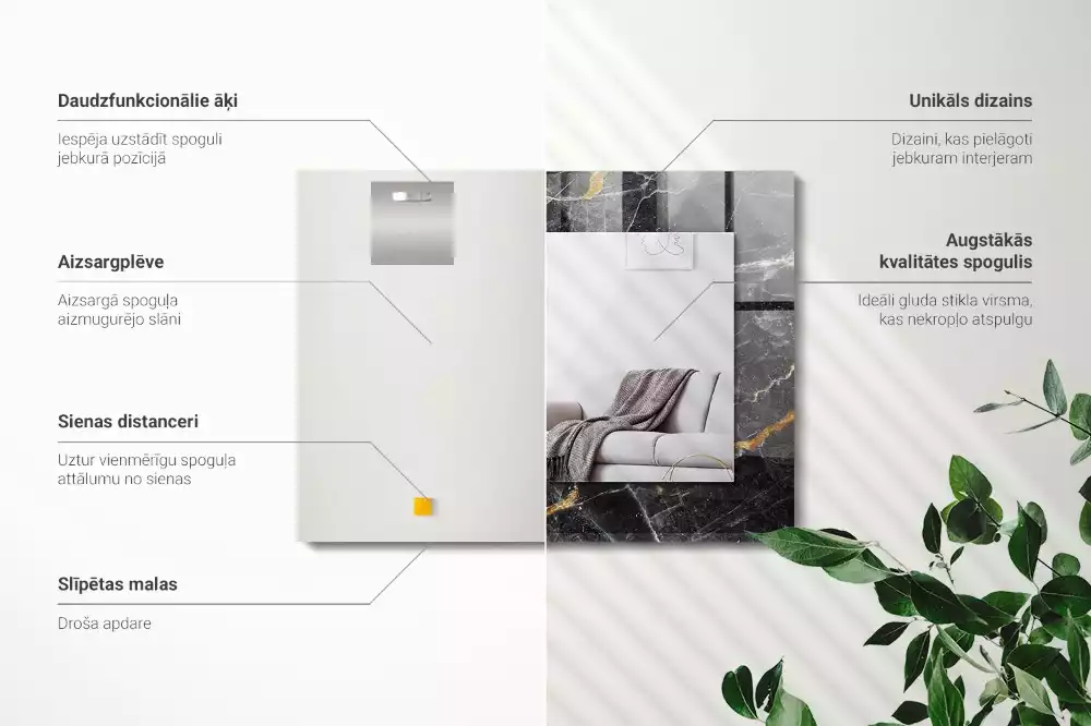 Decorațiuni de perete cu oglinzi Marmură neagră cu vinișoare