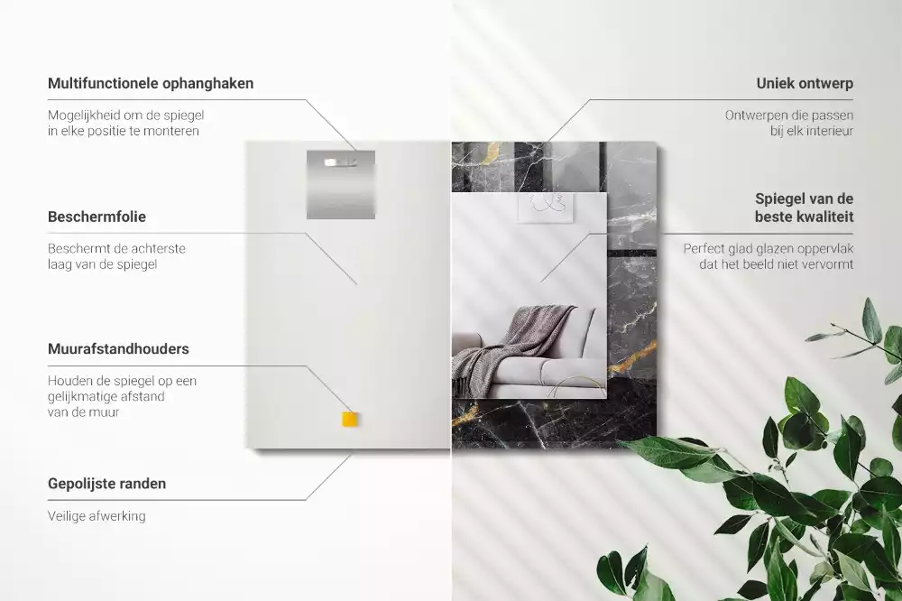 Decorațiuni de perete cu oglinzi Marmură neagră cu vinișoare