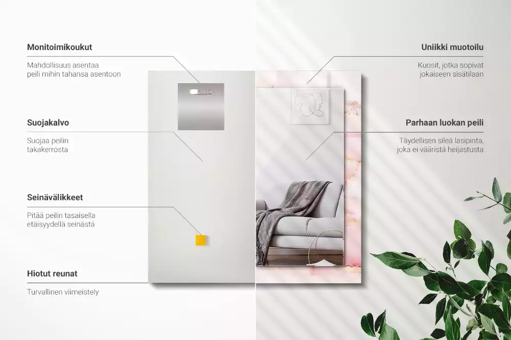 Decorațiuni perete cu oglindă Model marmură roz