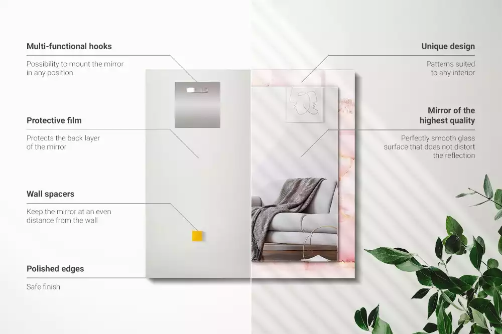 Decorațiuni perete cu oglindă Model marmură roz