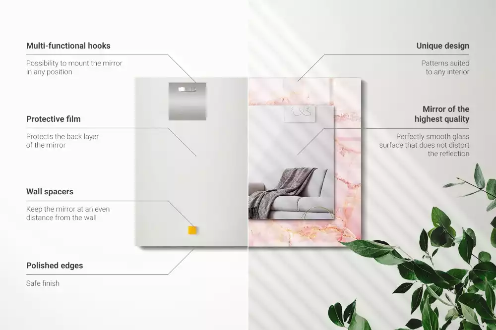 Decorațiuni perete cu oglindă Model marmură roz