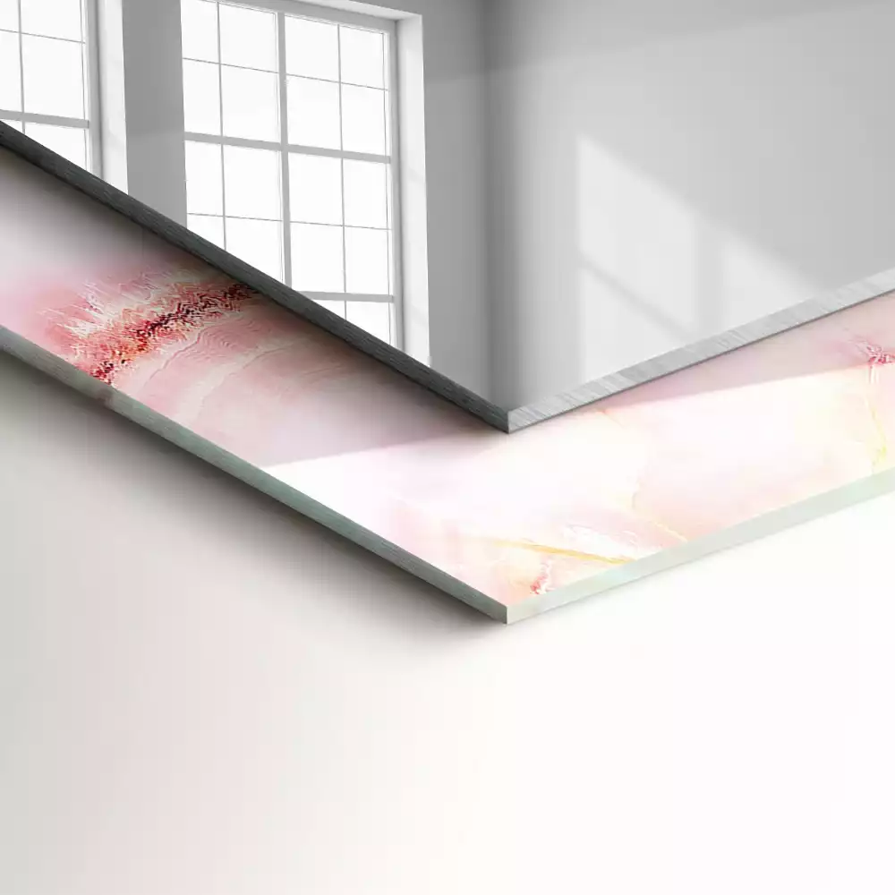 Decorațiuni perete cu oglindă Model marmură roz