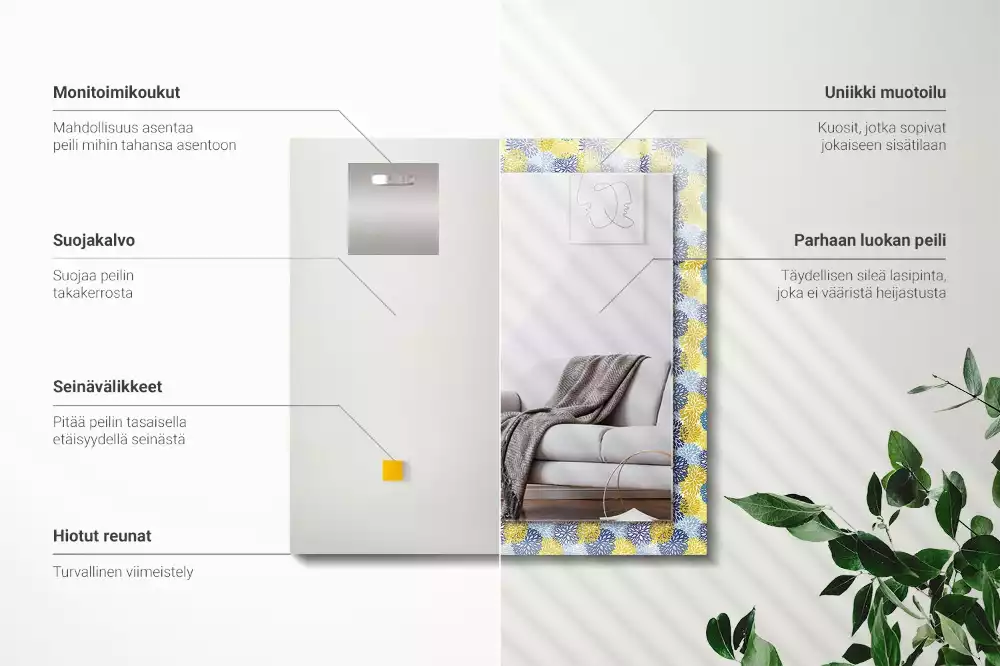 Oglindă imprimată Model floral colorat