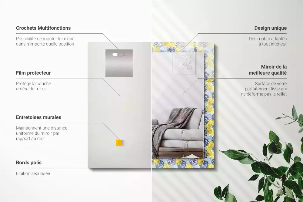 Oglindă imprimată Model floral colorat