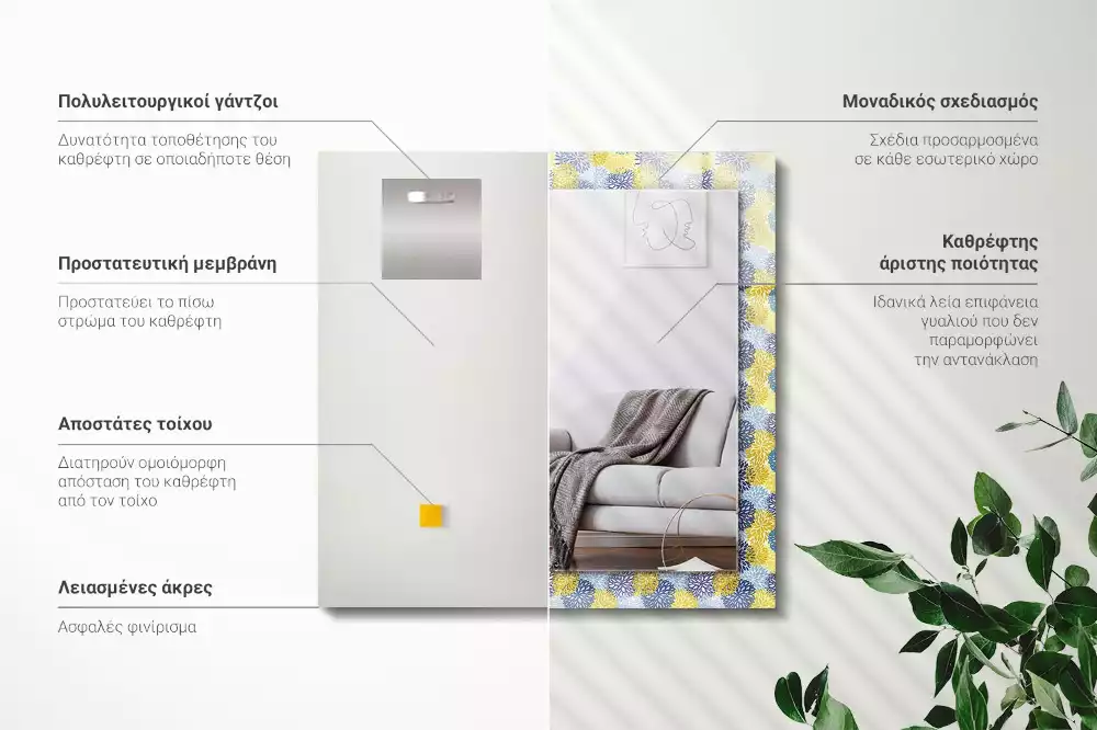 Oglindă imprimată Model floral colorat