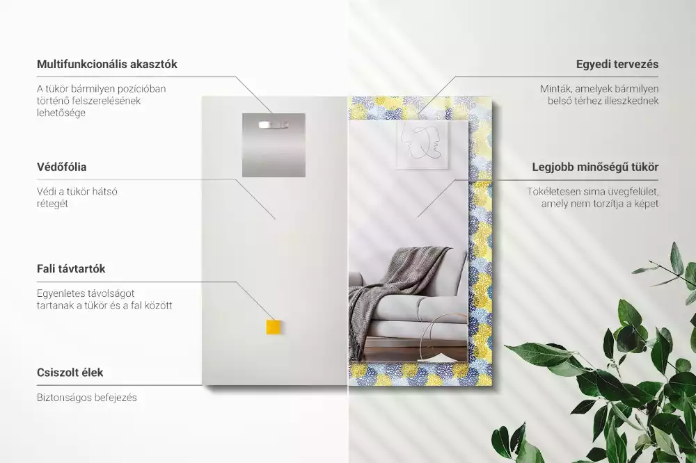 Oglindă imprimată Model floral colorat