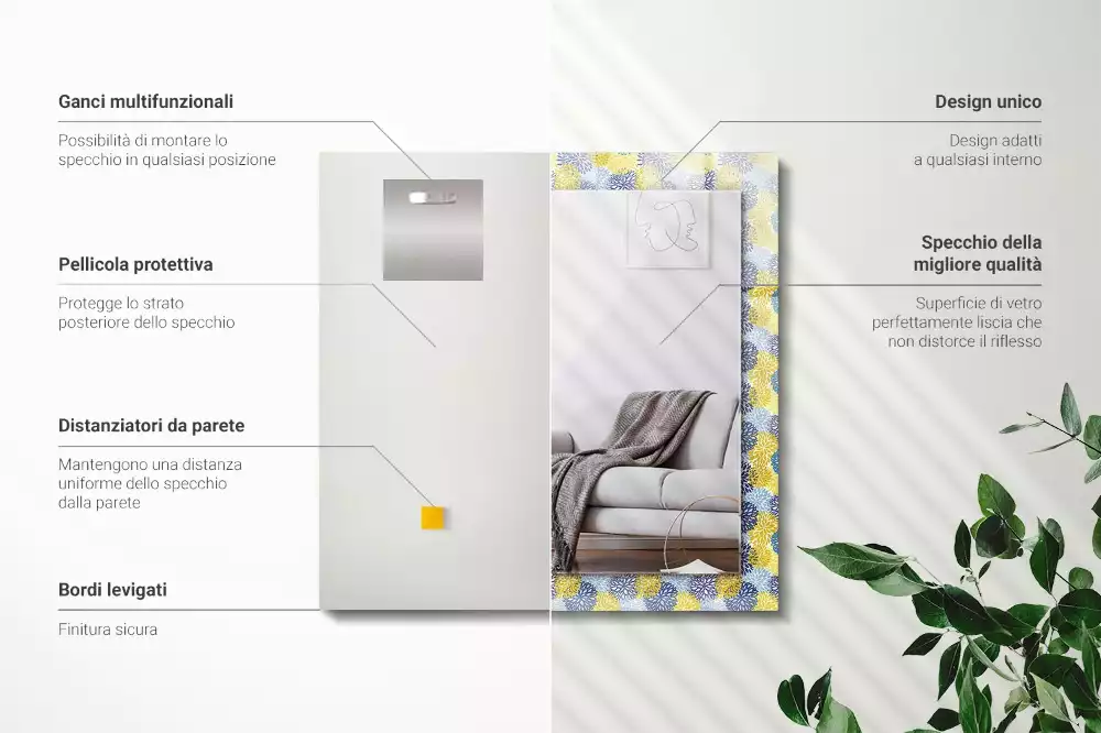 Oglindă imprimată Model floral colorat