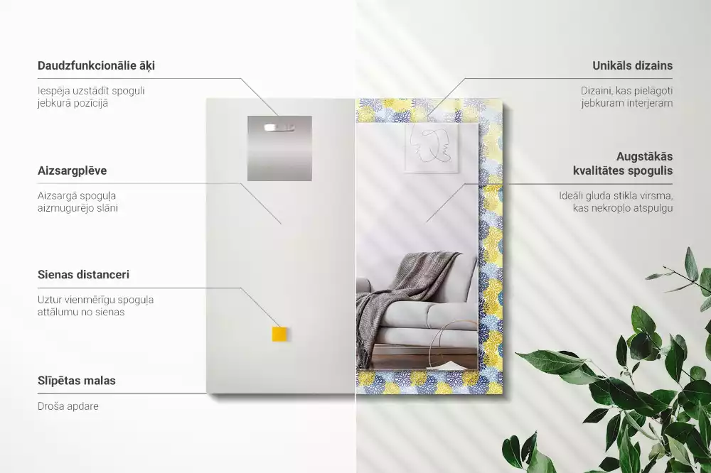 Oglindă imprimată Model floral colorat