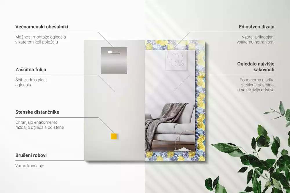 Oglindă imprimată Model floral colorat