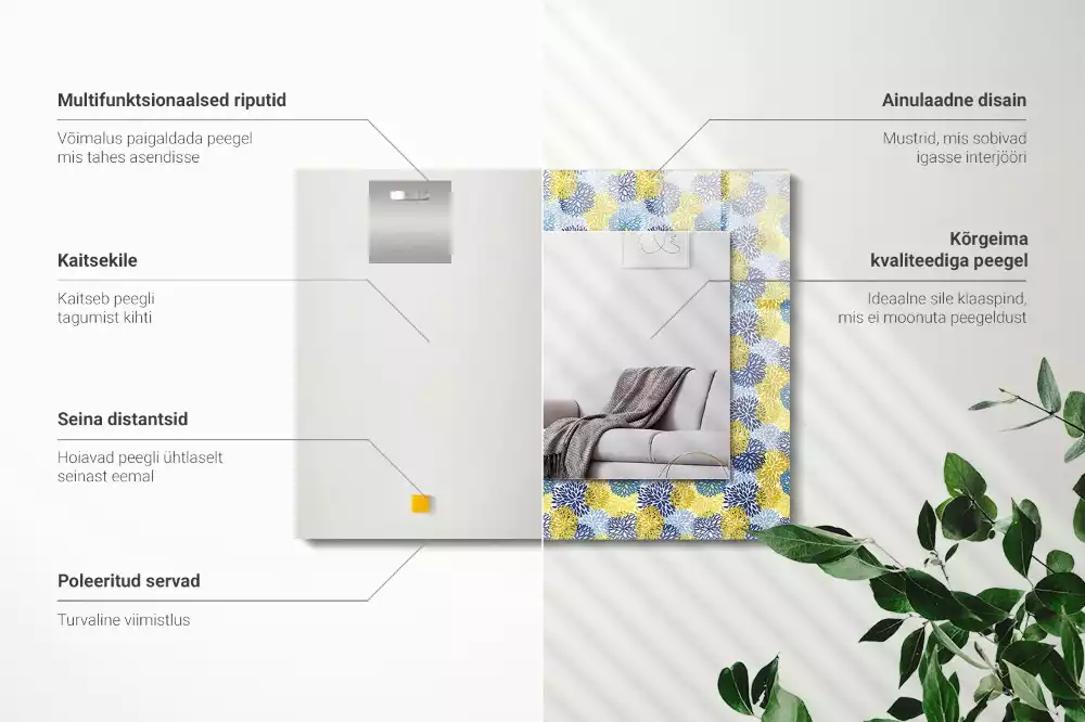 Oglindă imprimată Model floral colorat