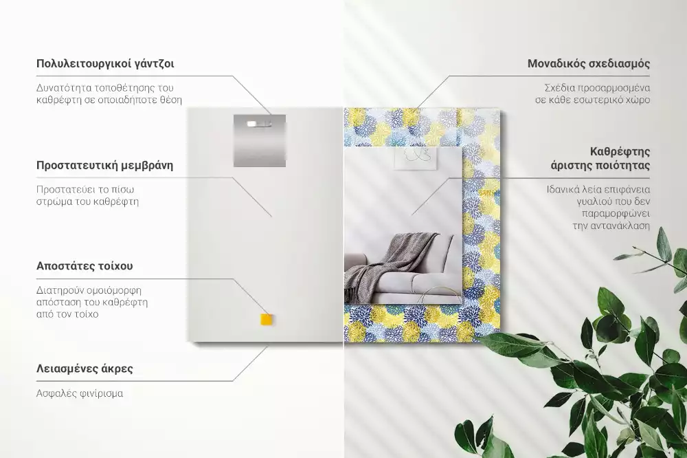 Oglindă imprimată Model floral colorat