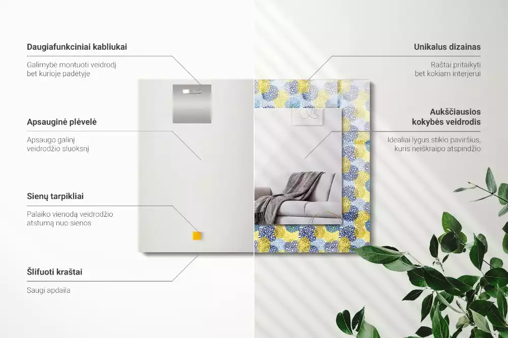 Oglindă imprimată Model floral colorat