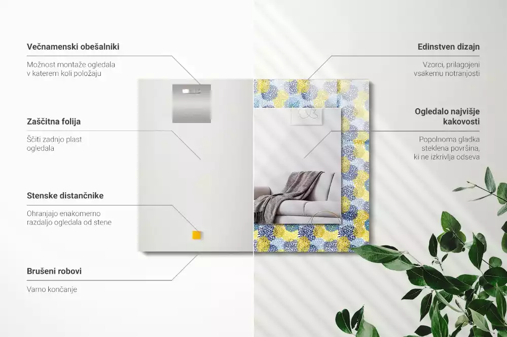 Oglindă imprimată Model floral colorat