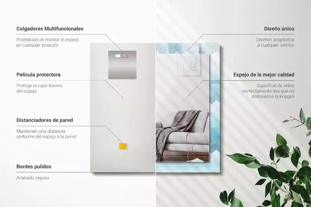 Decorațiuni perete cu oglindă Model zigzag cu gradient