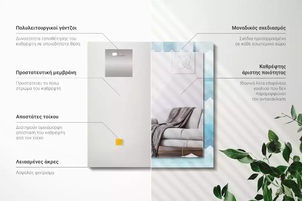 Decorațiuni perete cu oglindă Model zigzag cu gradient