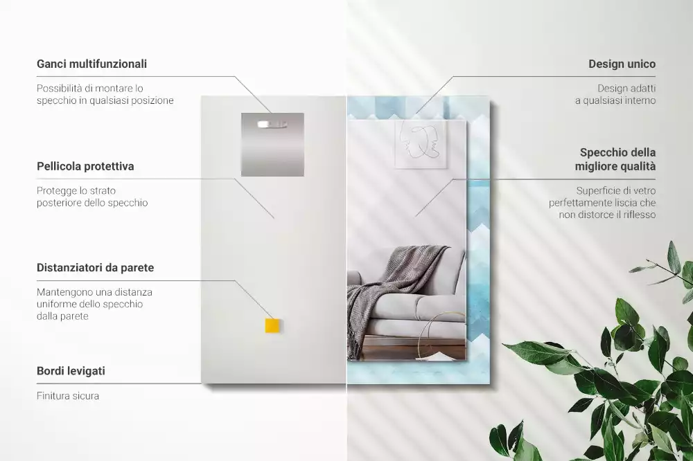 Decorațiuni perete cu oglindă Model zigzag cu gradient