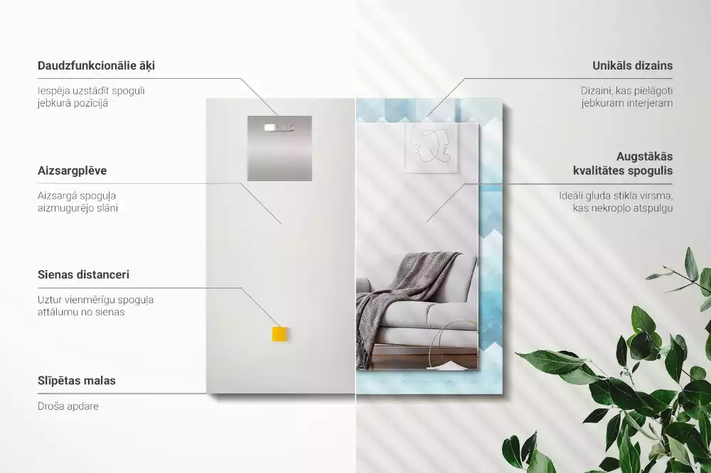 Decorațiuni perete cu oglindă Model zigzag cu gradient