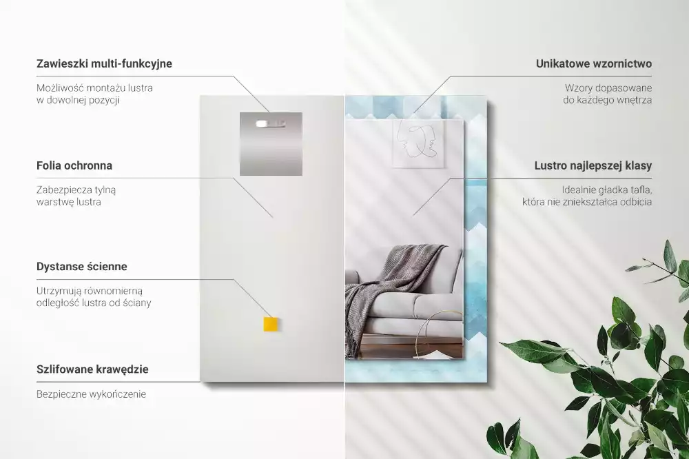 Decorațiuni perete cu oglindă Model zigzag cu gradient