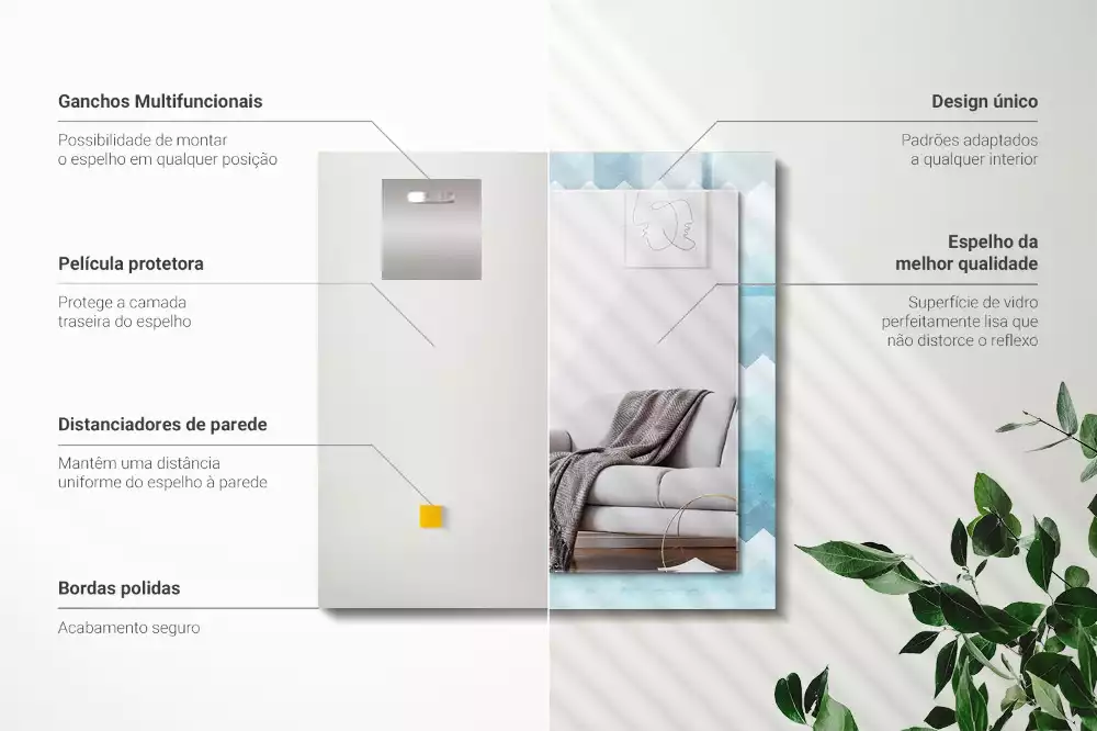 Decorațiuni perete cu oglindă Model zigzag cu gradient