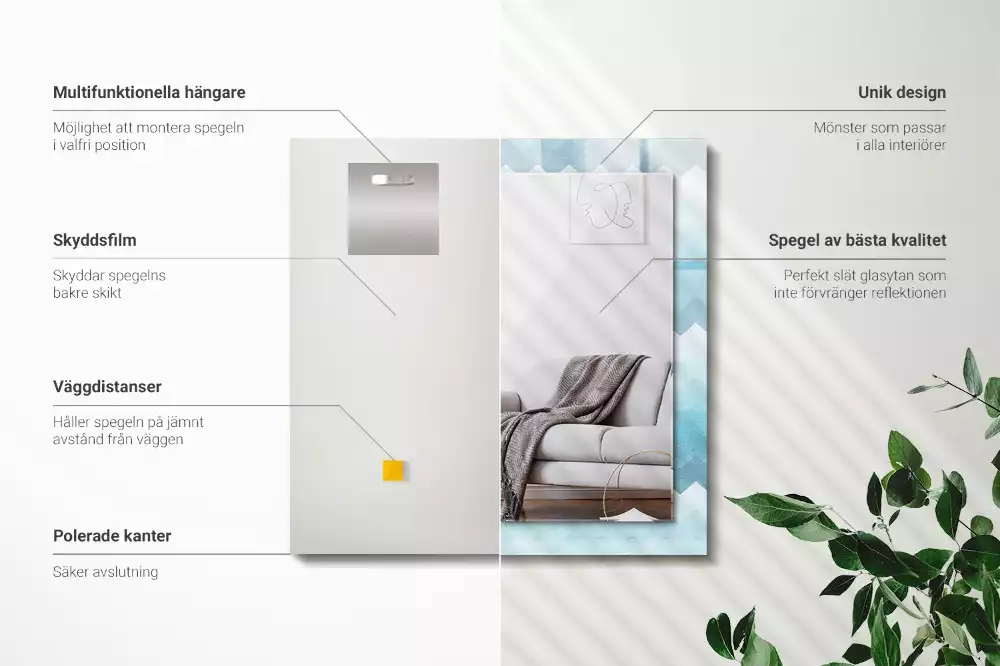 Decorațiuni perete cu oglindă Model zigzag cu gradient