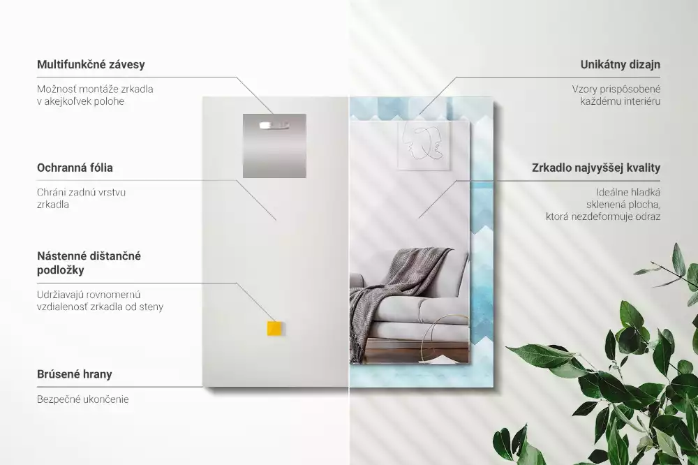 Decorațiuni perete cu oglindă Model zigzag cu gradient