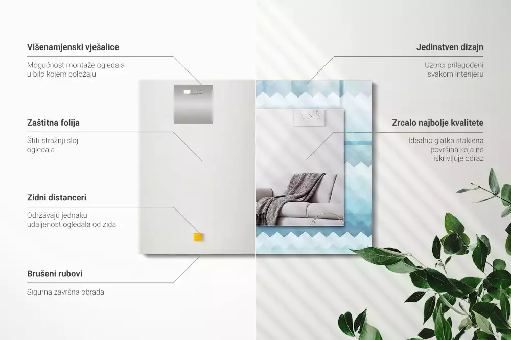 Decorațiuni perete cu oglindă Model zigzag cu gradient