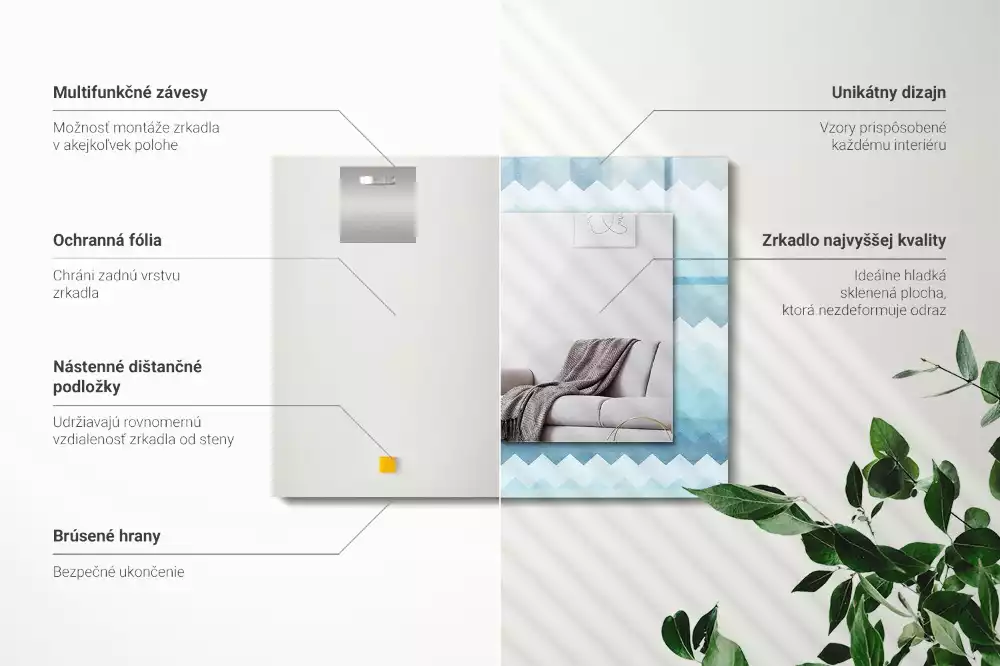 Decorațiuni perete cu oglindă Model zigzag cu gradient