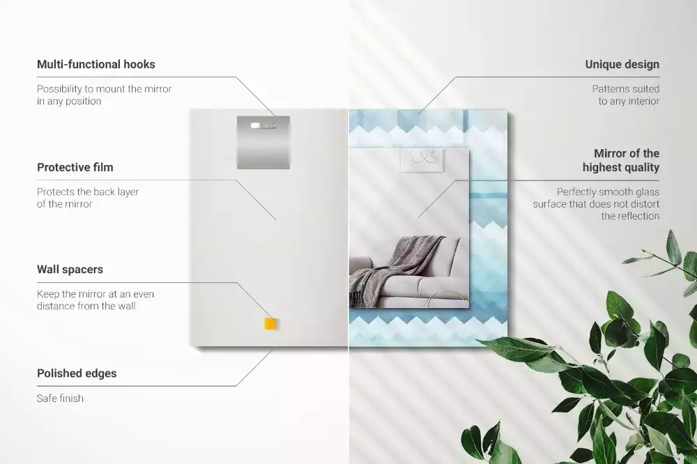 Decorațiuni perete cu oglindă Model zigzag cu gradient