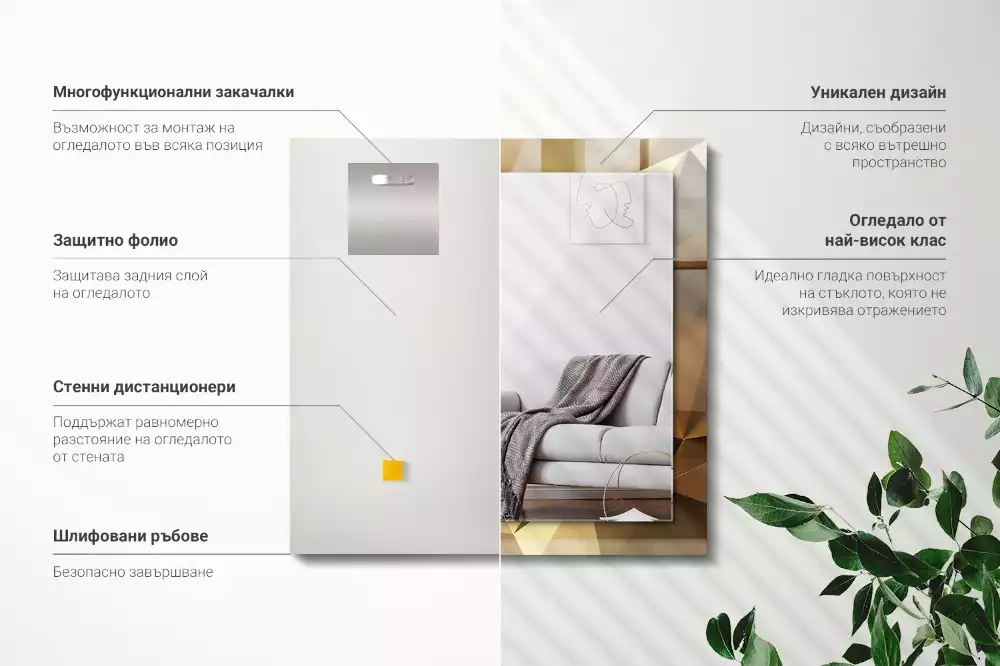 Decorațiuni perete cu oglindă Forme geometrice