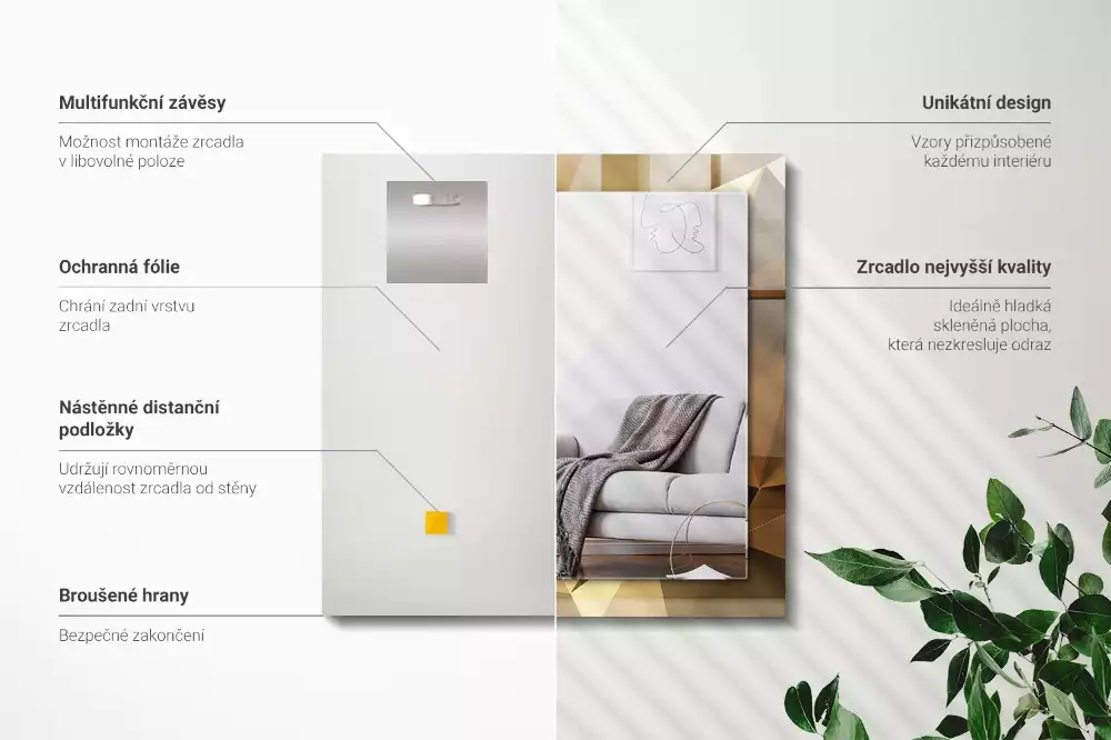 Decorațiuni perete cu oglindă Forme geometrice